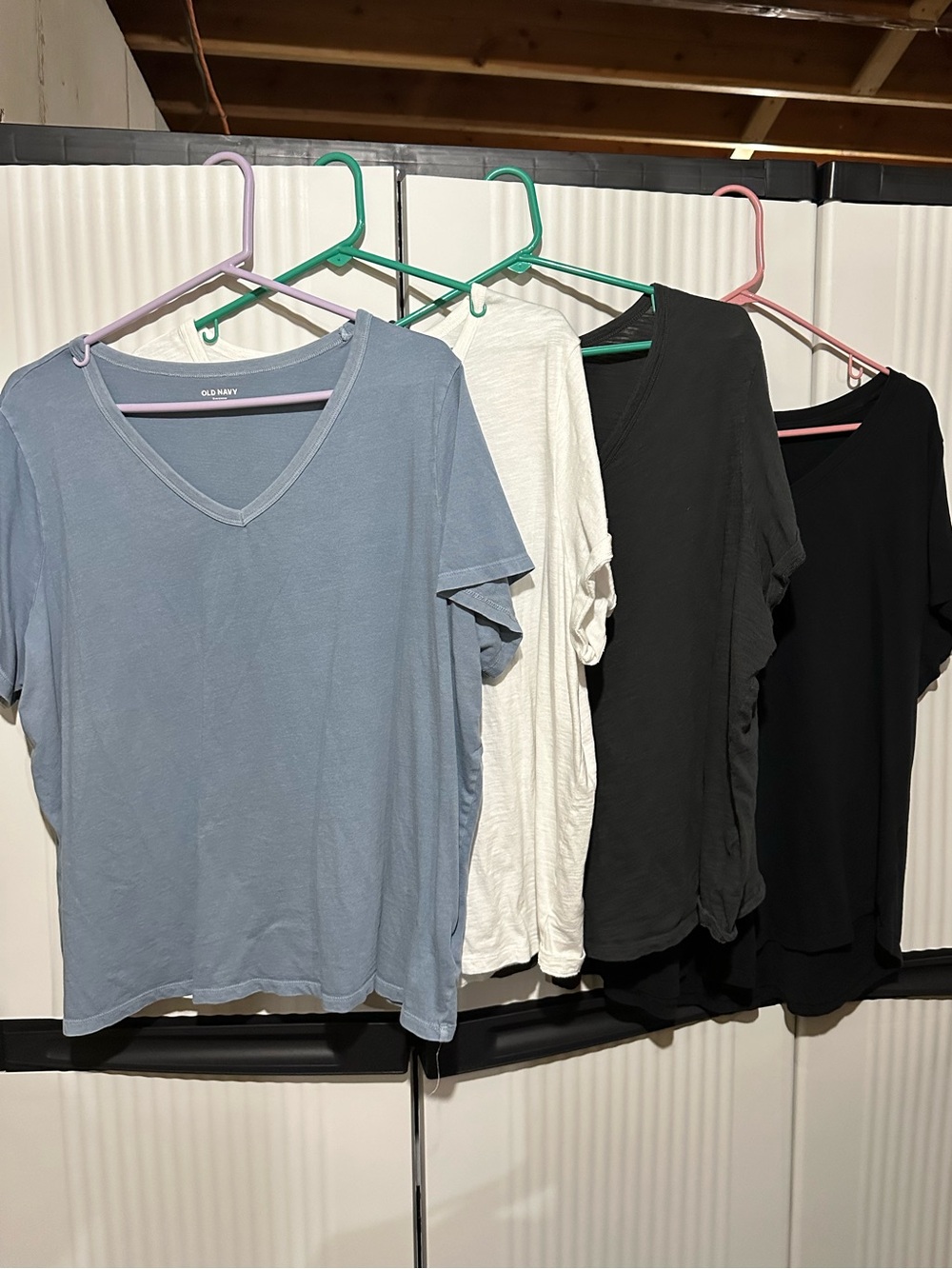 Old Navy Women's V-Neck Tee - Blue, white, navy and black set of 4